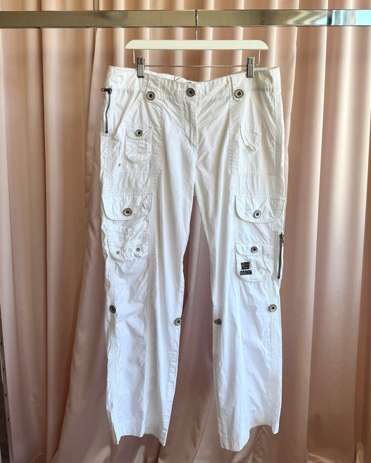 2000's Tag Studio White Cotton Cargo Pants