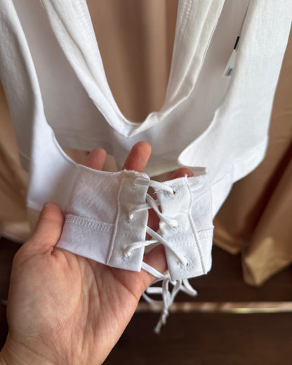 Dsquared² F/W 2023 Deadstock White Low Cut Halter Tank Top