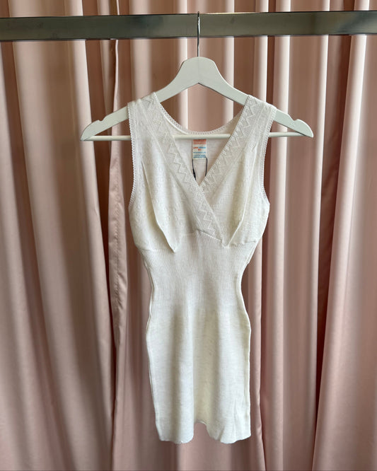 Italian Pointelle Wool Blend Surplice Tank/Mini Dress
