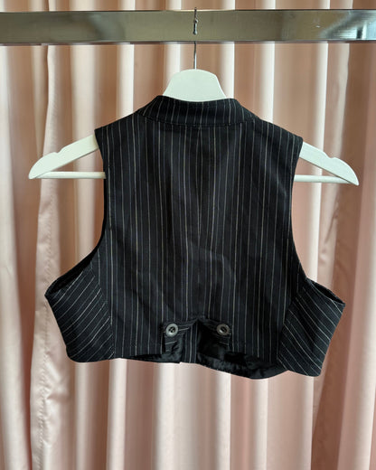 2000's Guess Stripe Black Ultra Cropped Vest Top