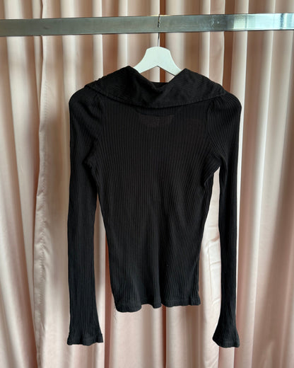 Diesel Printed Black Collared Long Sleeve Top