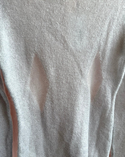 Italian Designer Light Grey Mohair Knit Sweater