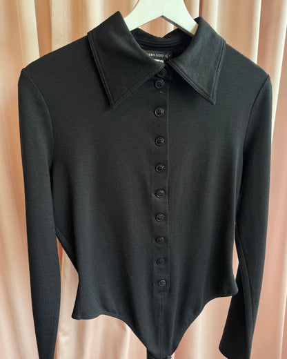 Plein Sud Black Button Up Long Sleeve Bodysuit