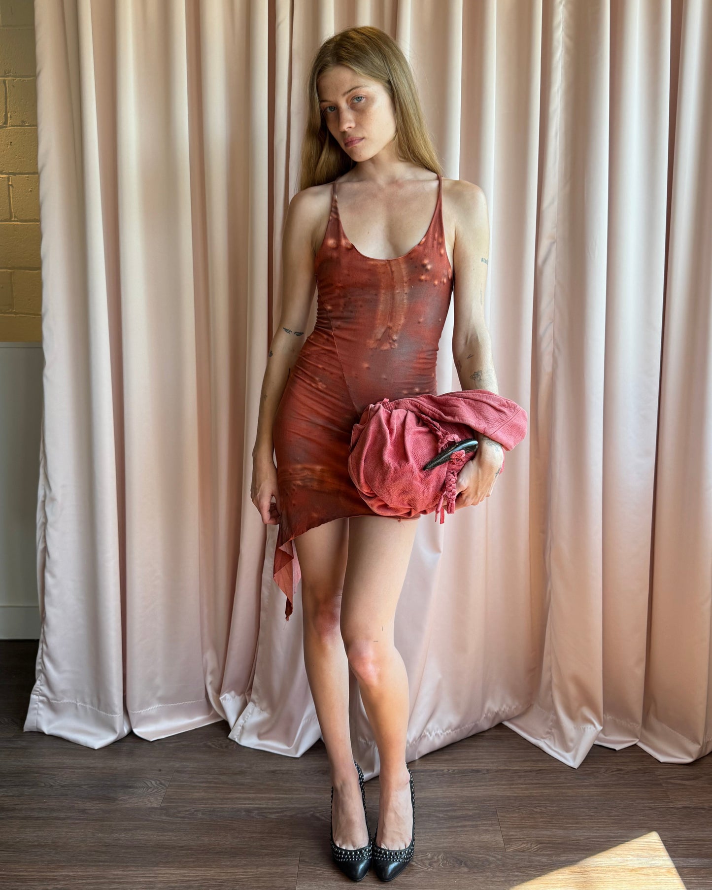Catorce Asymmetrical Printed Red Tank Dress