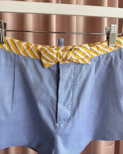Dsquared² S/S 2007 Oxford Cloth Striped Yellow Bow Belt Mini Shorts
