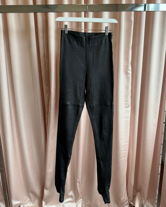 Maison Martin Margiela x H&M Deadstock Footed Stirrup Black Leather Leggings