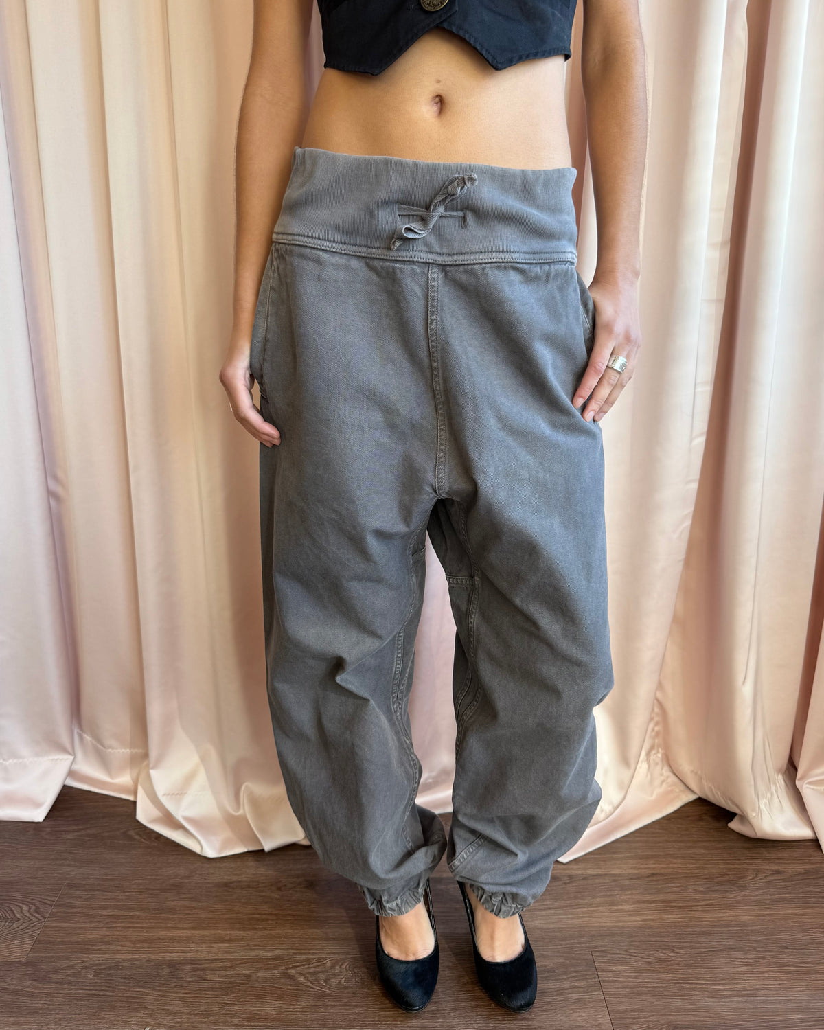 Kapital Charcoal Grey Drawstring Cotton Pants