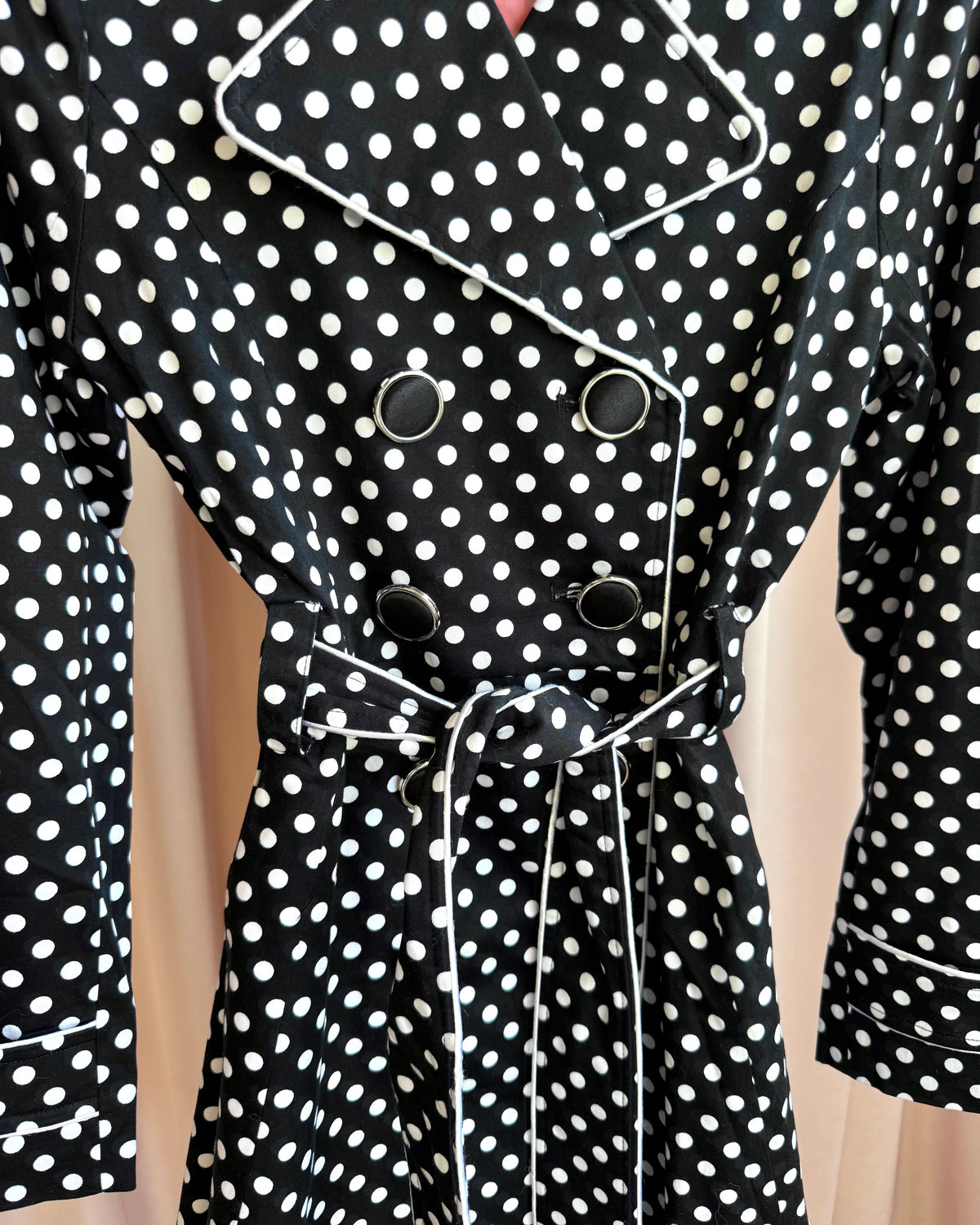 Gyaru Brand Black & White Polka Dot Trench Coat