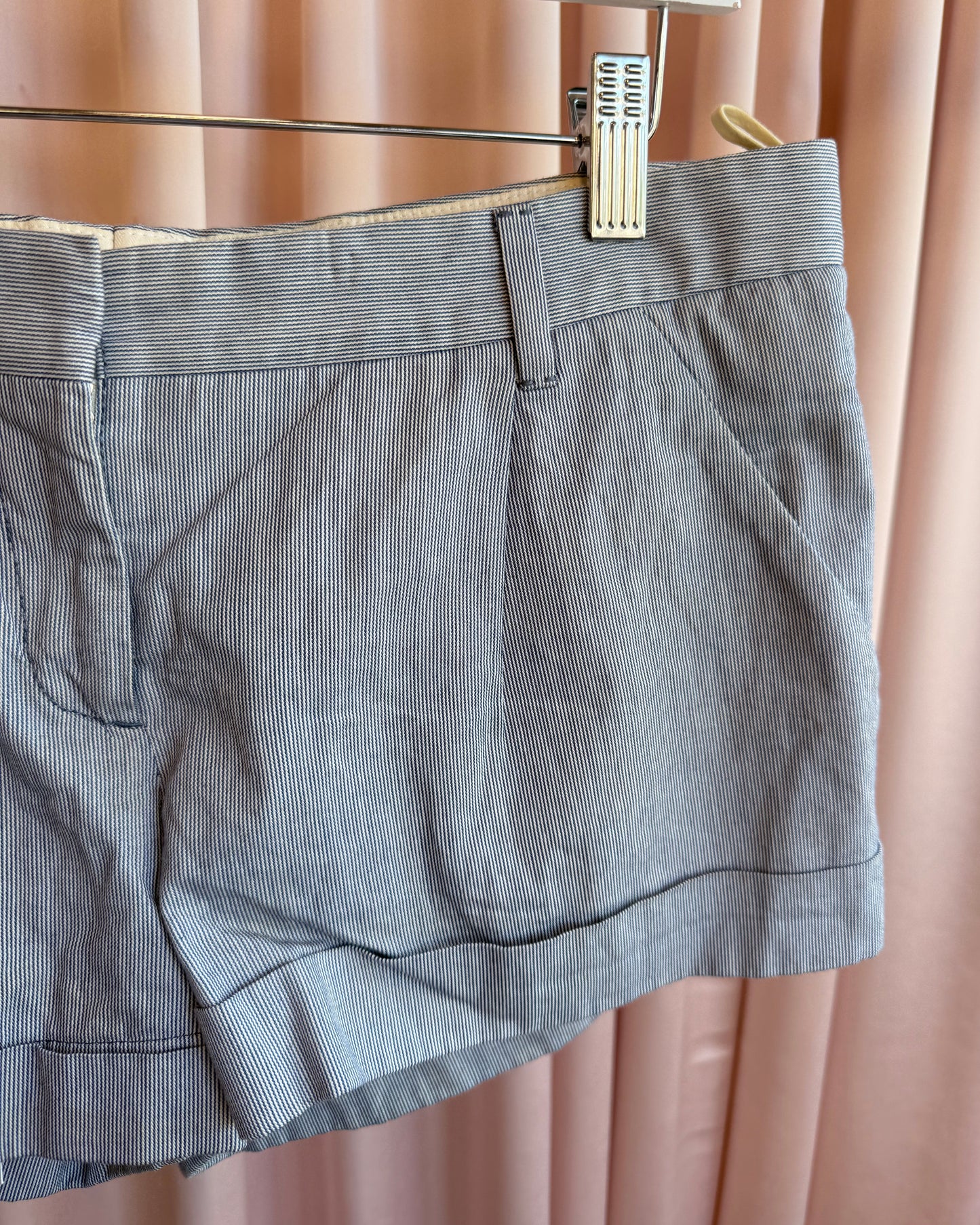 Prada Sport Blue & White Striped Cotton Mini Shorts
