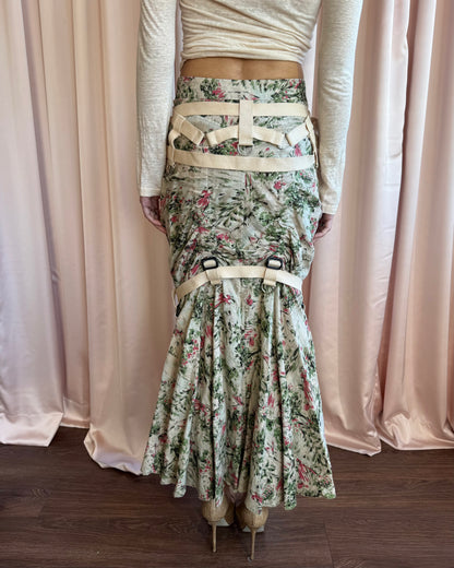 Junya Watanabe S/S 2003 Parachute Bondage Toile Print Linen Maxi Skirt