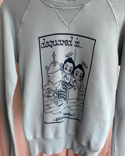 Dsquared² F/W 2005 "Givin' Thanks" Kim Casali Graphic Baby Blue Sweatshirt