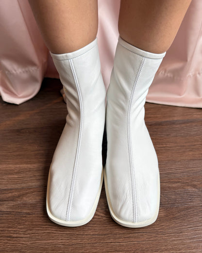 Acne Studios White Leather Ankle Sock Boot