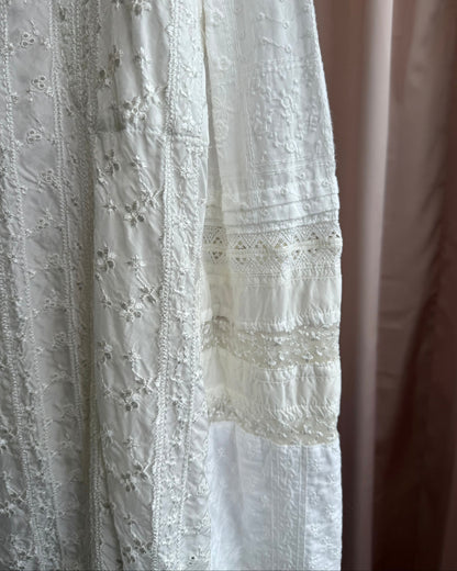 Comme des Garçons tricot White Broderie Anglaise Midi Skirt