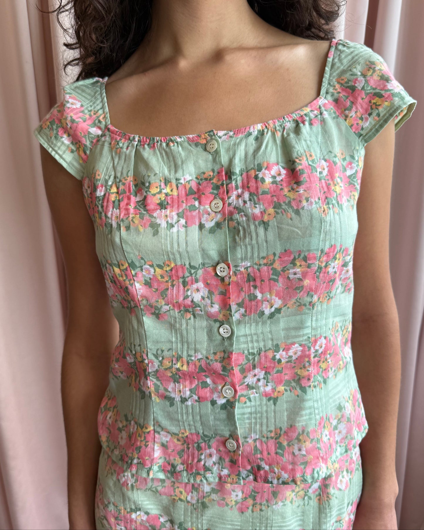 French Brand Floral Print Cotton Milkmaid Top