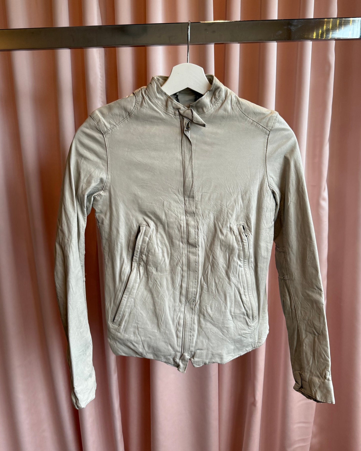 Sisii Light Grey Faded Leather Jacket