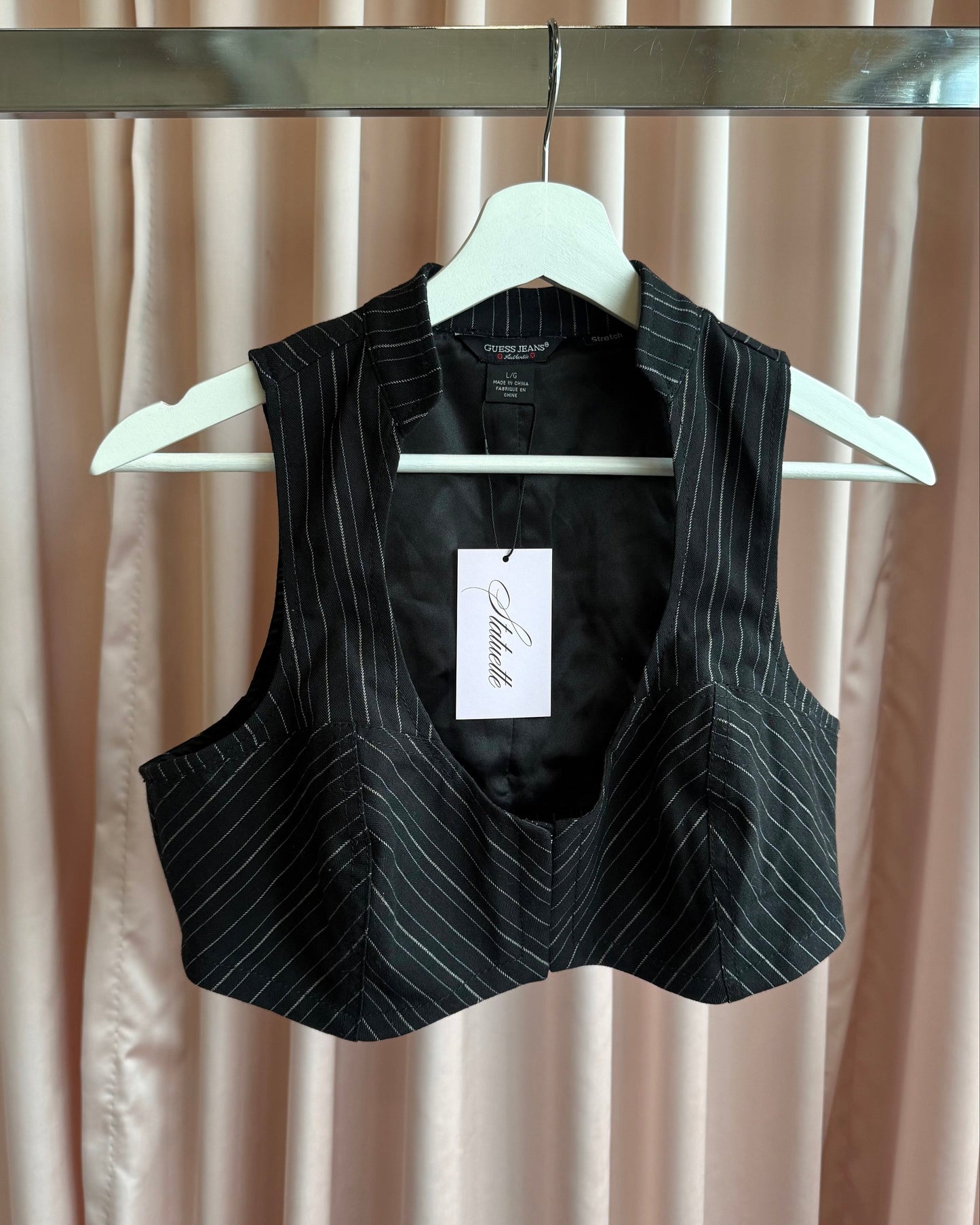 2000's Guess Stripe Black Ultra Cropped Vest Top