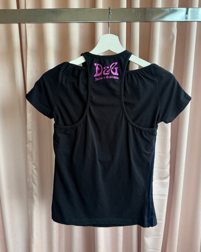 D&G F/W 2003 Marie Antoinette Graphic Black Double Layered Top