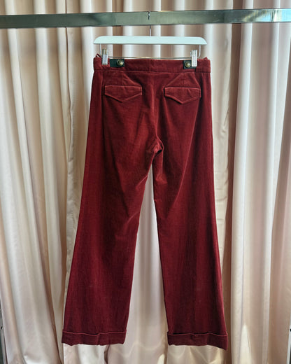 Gucci F/W 2008 by Frida Giannini Red Velvet Low Rise Trousers