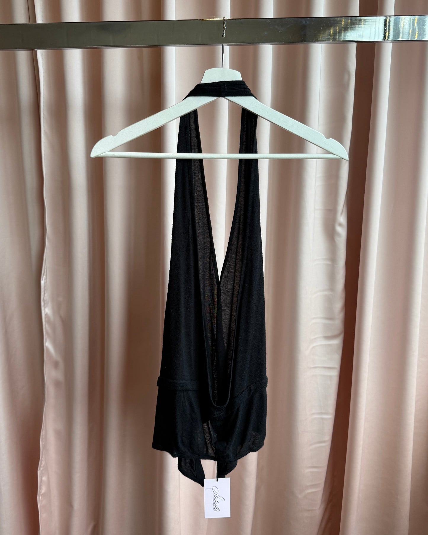 Rick Owens S/S 2007 Wishbone Black Halter Tank Top