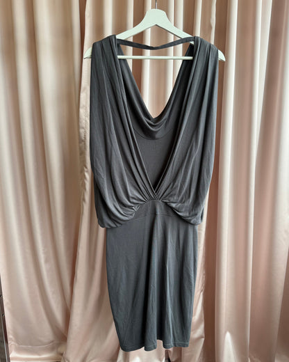 Haute Hippie Nude Grey Draped Open Back Sleeveless Dress