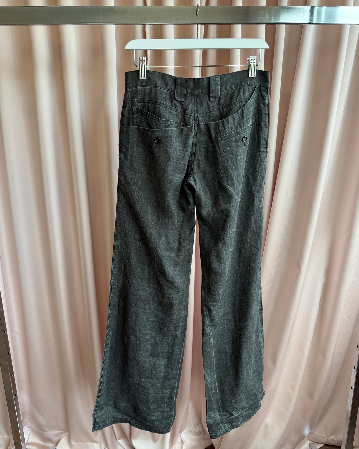 Japanese Brand Charcoal Grey Wide Leg Linen Pants