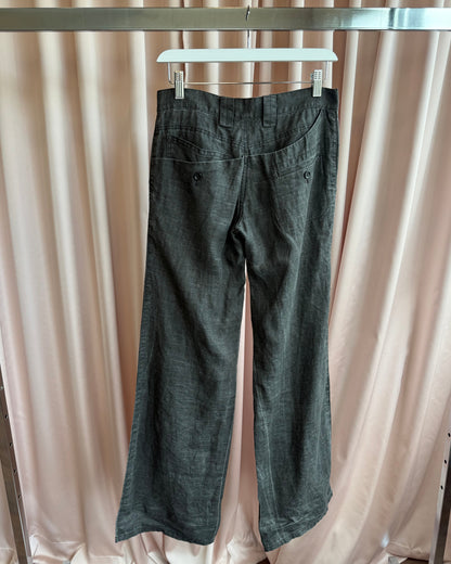 Japanese Brand Charcoal Grey Wide Leg Linen Pants
