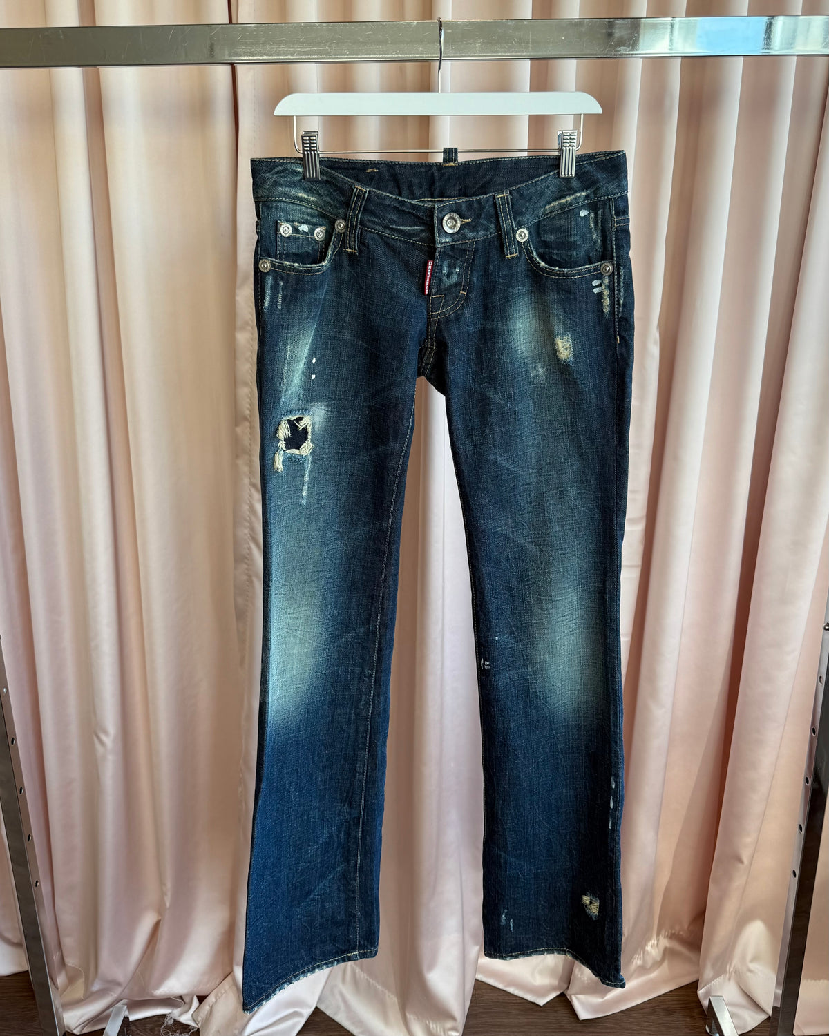 Dsquared² S/S 2007 Distressed Painted Faded Ultra Low Rise Denim