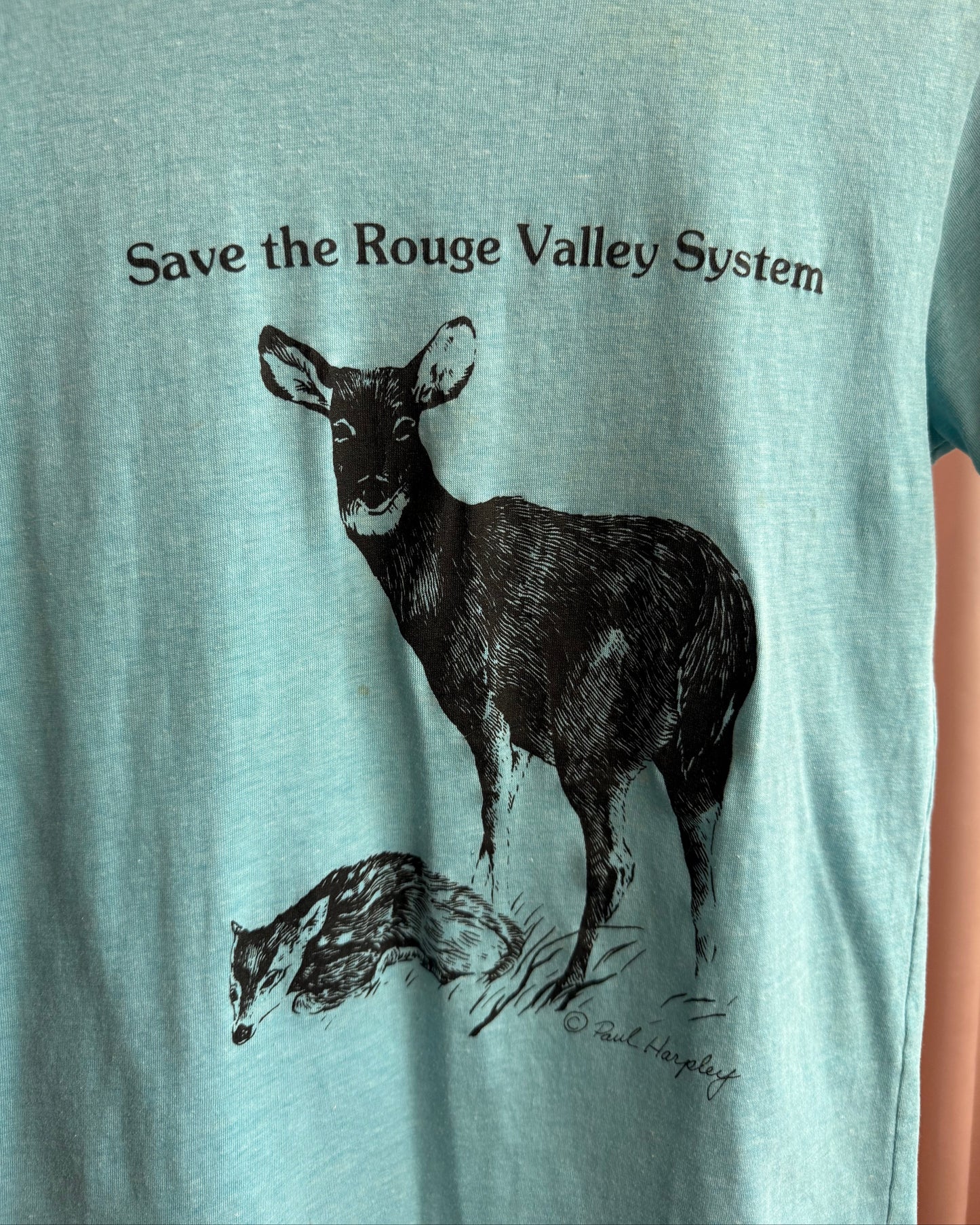 1980's Paul Harpley Wildlife Graphic Blue T-Shirt