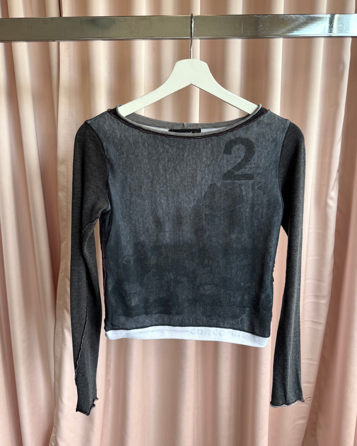 Cop Copine Mesh Layer Roll Neck Long Sleeve Top