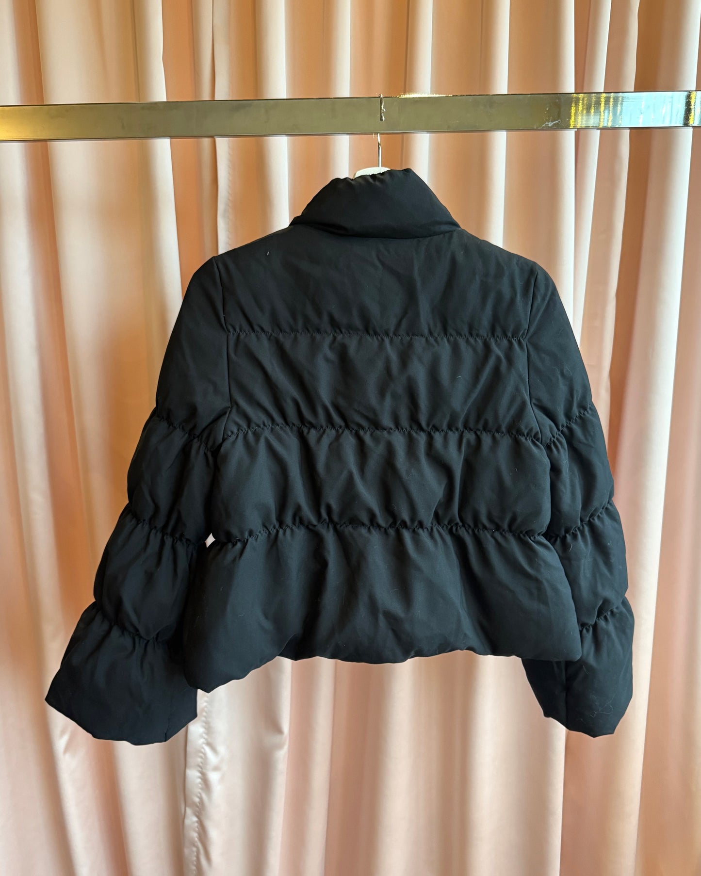 Double Breasted Bell Sleeve Black Down Puffer Jacket