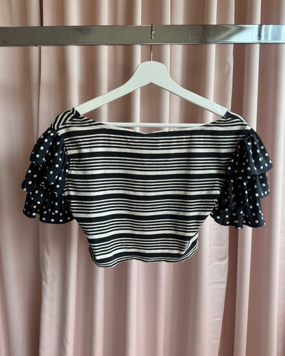 Moschino Cheap & Chic Striped & Polka Dot Cropped Top