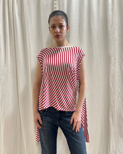 MM6 2017 Red & White Cutout Striped Top