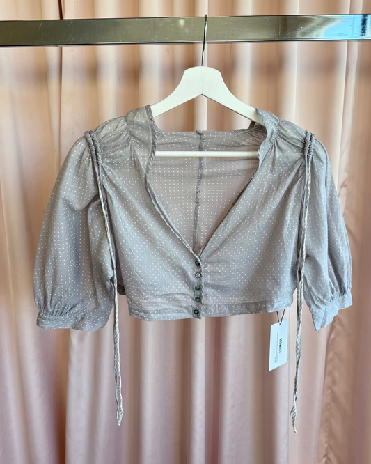 Cop Copine Grey & White Polka Dot Cropped Blouse