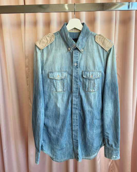Dsquared² 2010 Distressed & Faded Epaulette Denim Shirt