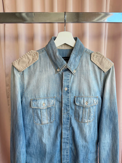 Dsquared² 2010 Distressed & Faded Epaulette Denim Shirt