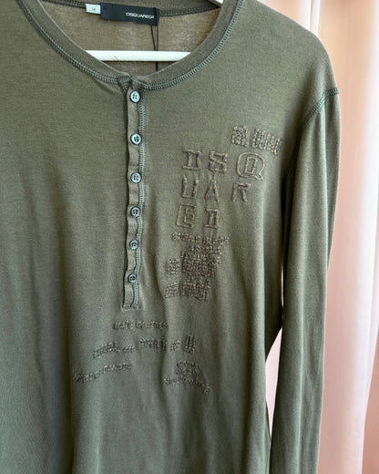 Dsquared² F/W 2009 Khaki Henley Long Sleeve T-Shirt