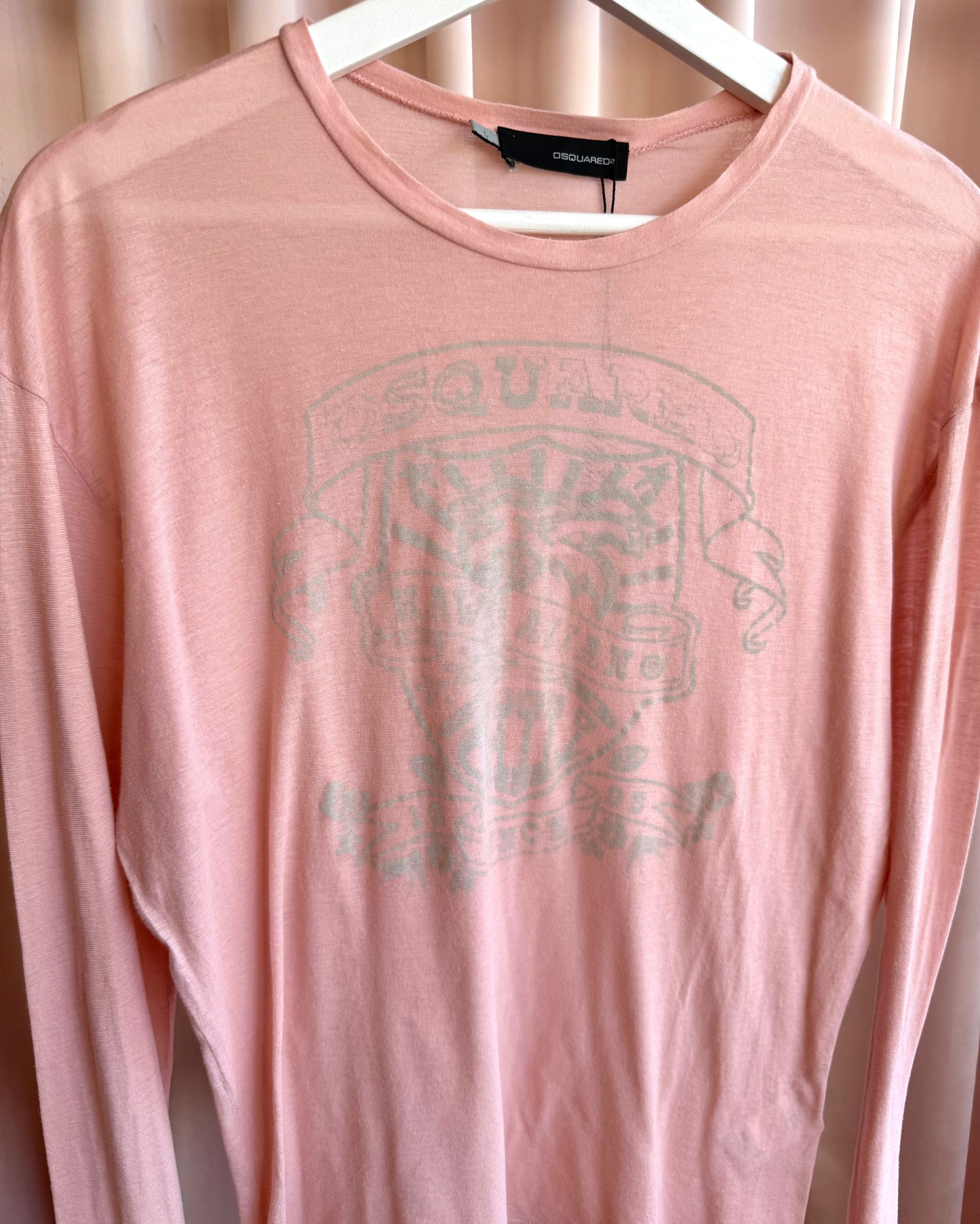 Dsquared² S/S 2005 "Hawaiian" Graphic Salmon Pink Long Sleeve T-Shirt