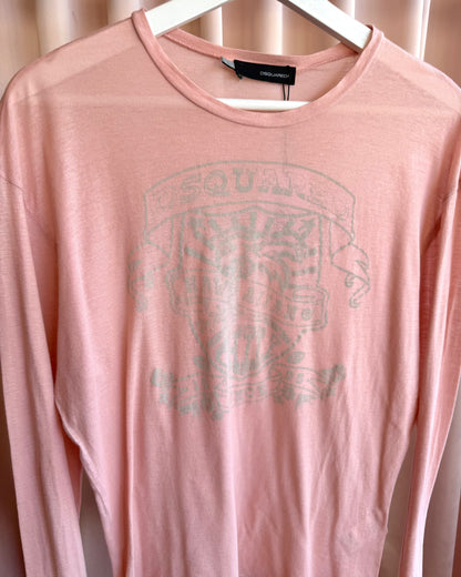 Dsquared² S/S 2005 "Hawaiian" Graphic Salmon Pink Long Sleeve T-Shirt