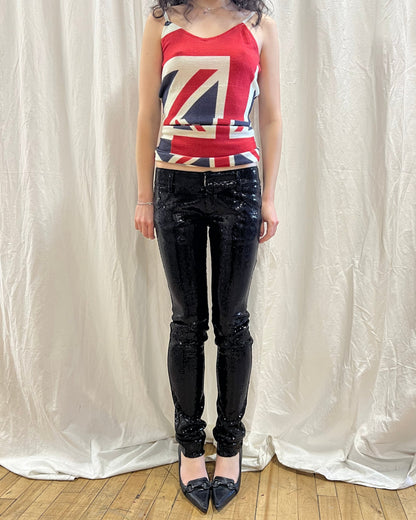 Low Rise Skinny Black Sequins Trousers