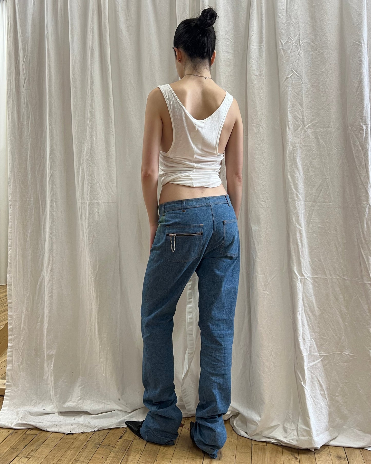 Chloé S/S 2001 Hand Print Trompe L'Oeil Denim