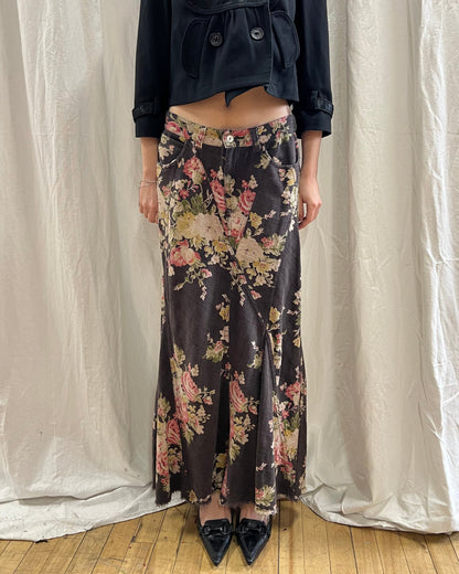 Junya Watanabe S/S 2002 Floral Denim Maxi Skirt