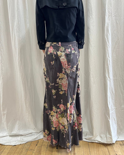 Junya Watanabe S/S 2002 Floral Denim Maxi Skirt