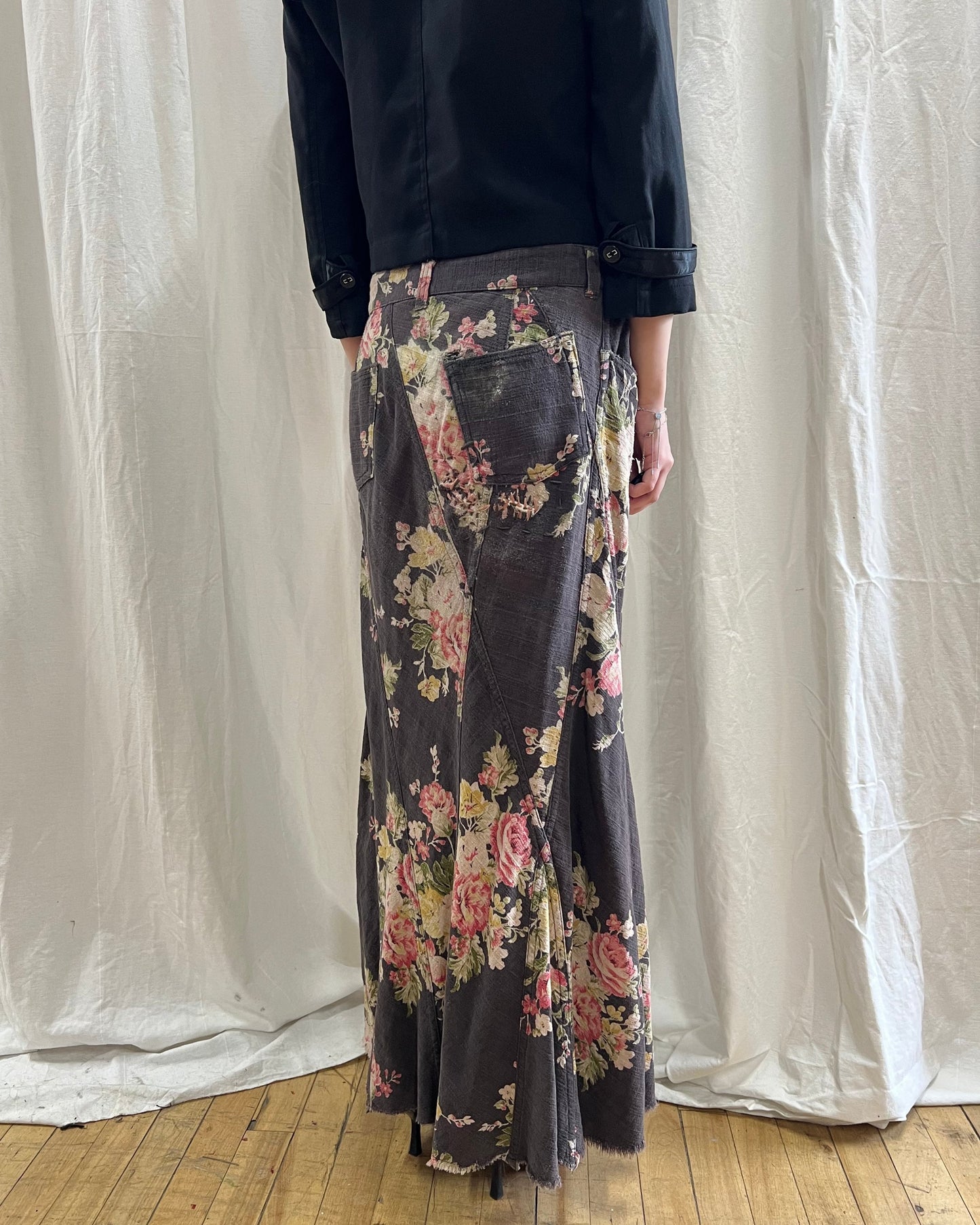 Junya Watanabe S/S 2002 Floral Denim Maxi Skirt