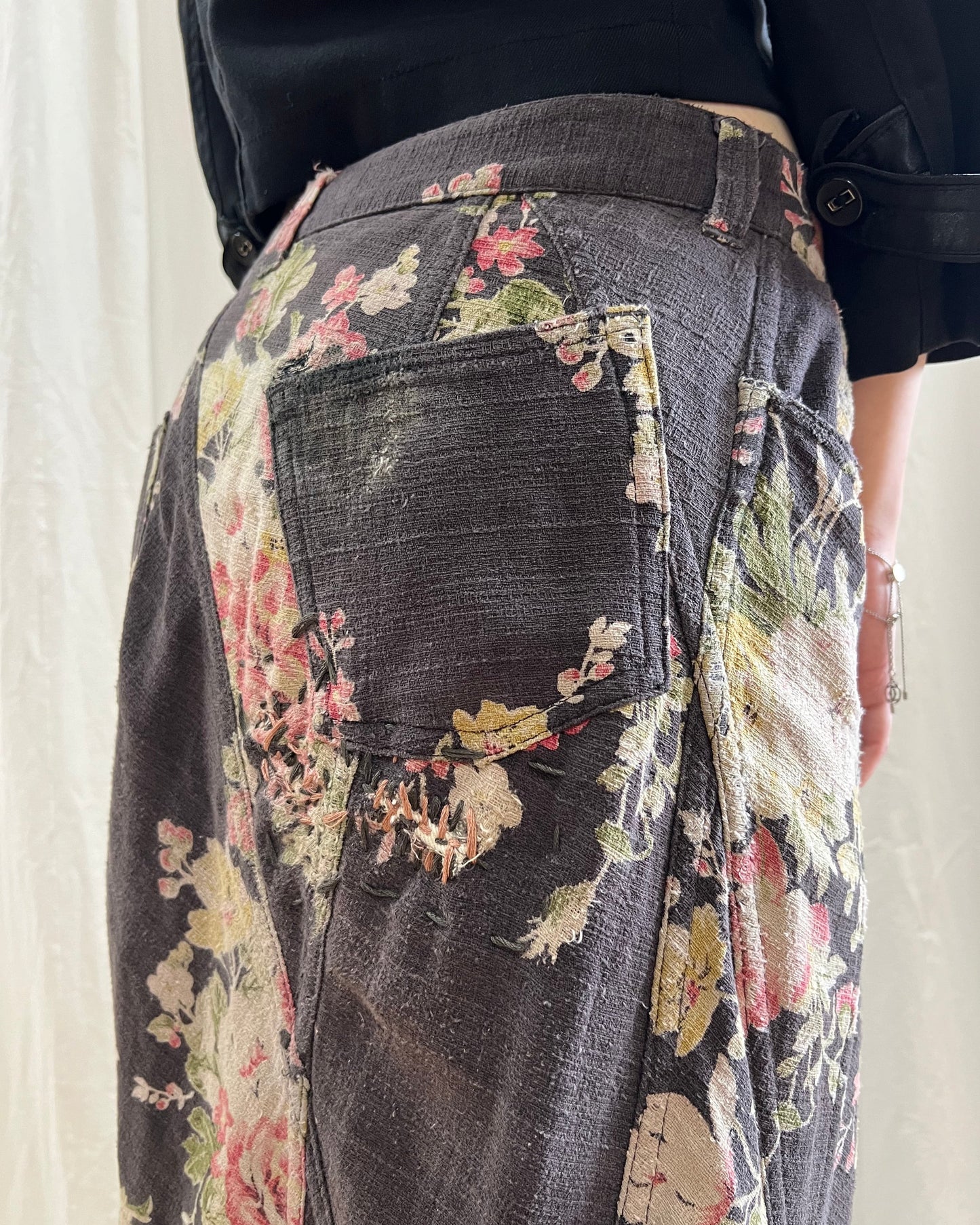 Junya Watanabe S/S 2002 Floral Denim Maxi Skirt