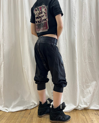 L.G.B. Coated Black Drop Crotch Sarouel Joggers